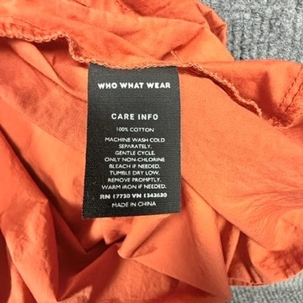 Who What Wear Womens XL Coral Orange Tiered Cotton Flutter Sleeve Midi Dress - Picture 10 of 15